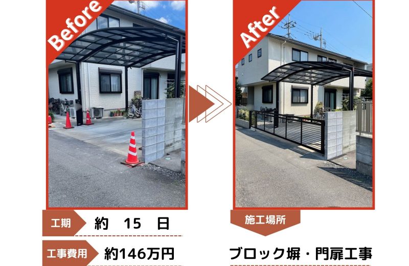 狭山市　ブロック塀・門扉リフォーム